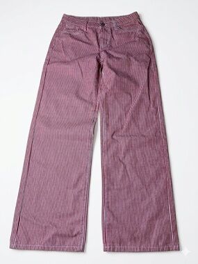 J. Galt Brandy Melville Red & White Striped Wide Leg Carpenter Pants - Small